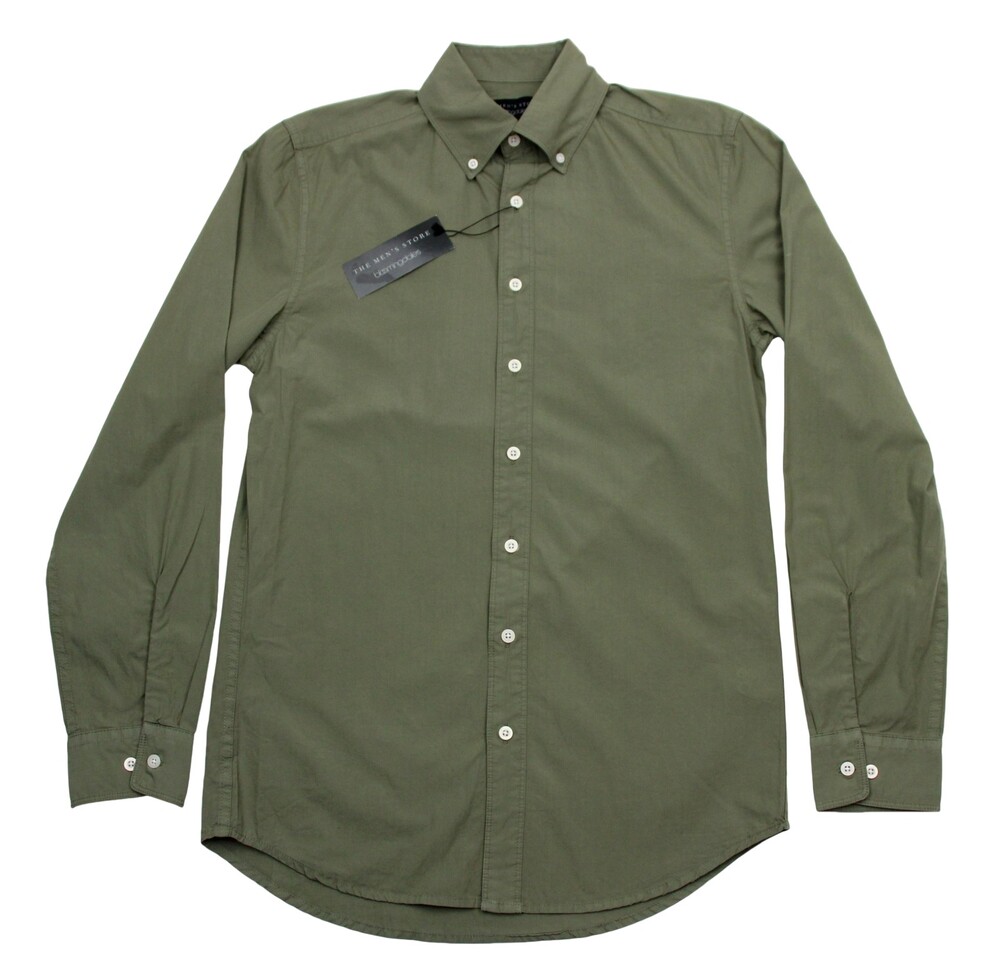The Men's Store At Bloomingdale's Shirt Mens M Green Button Down Long Sleeve